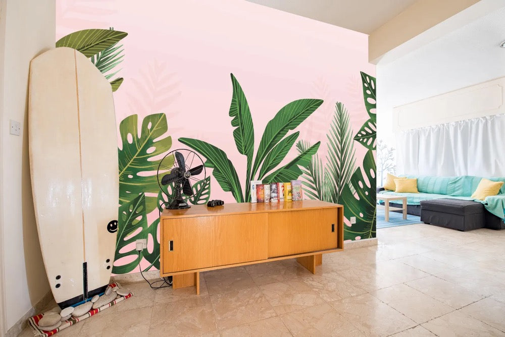 Lush Palm Leaves wallpaper / Peel & Stick Tropical Foliage wall mural / Botanical Jungle mural – Removable Self
