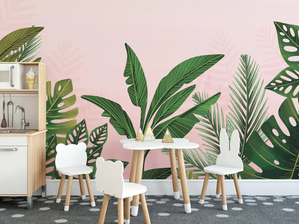 Lush Palm Leaves wallpaper / Peel & Stick Tropical Foliage wall mural / Botanical Jungle mural – Removable Self