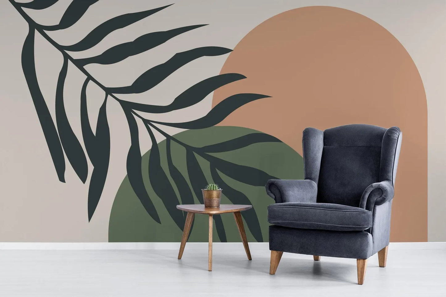 Sage arch removable vinyl mural / Peel and stick Boho pattern wallpaper / Boho mural print - Peel & Stick or Non-Pasted