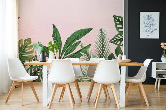 Lush Palm Leaves wallpaper / Peel & Stick Tropical Foliage wall mural / Botanical Jungle mural – Removable Self